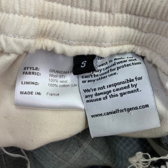 CAMIEL FORTGENS Size S Grandma Grey Plaid Wool Elastic Waistband Casual Pants - Picture 4 of 4